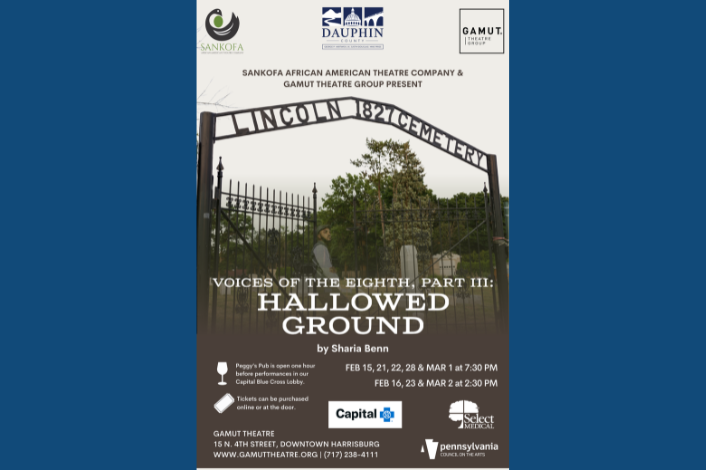 Vintage cemetery image. Voices of the Eighth, Part III: Hallowed Ground performance poster