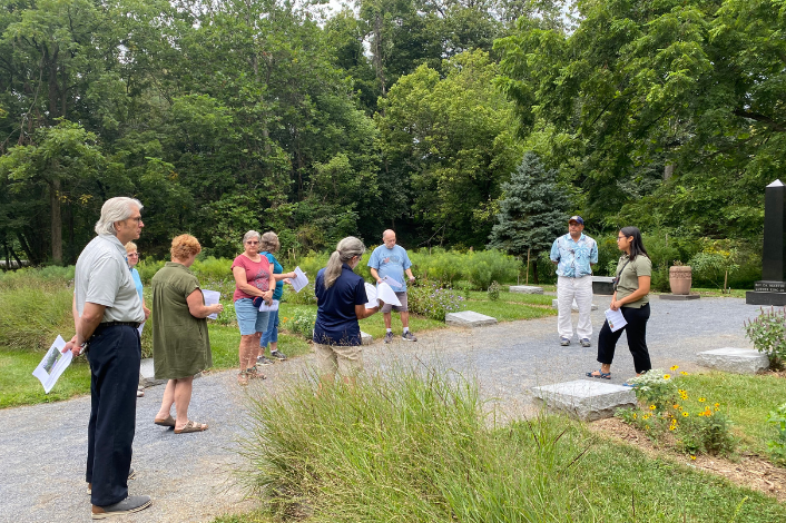 Group of people exploring the Dr. Martin Luther King, Jr. Garden on the Harrisburg Greenbelt